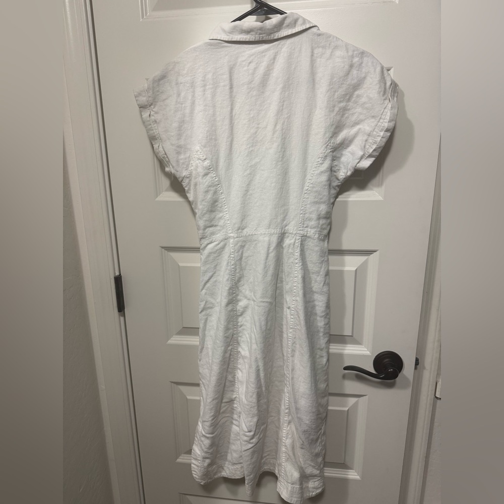 Anthropologie Maeve Elspeth Linen Blend Button Front Shirtdress White Size 4 - Picture 4 of 11